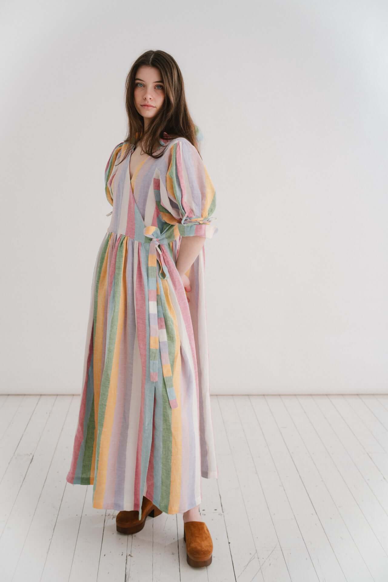 THE HOPE DRESS | This one is pretty special to us. Some of you may remember back whenever lockdown hit, we sourced some rainbow striped deadstock fabric and used it to make scrunchies. The concept was that when you bought one, we gifted one to your chosen