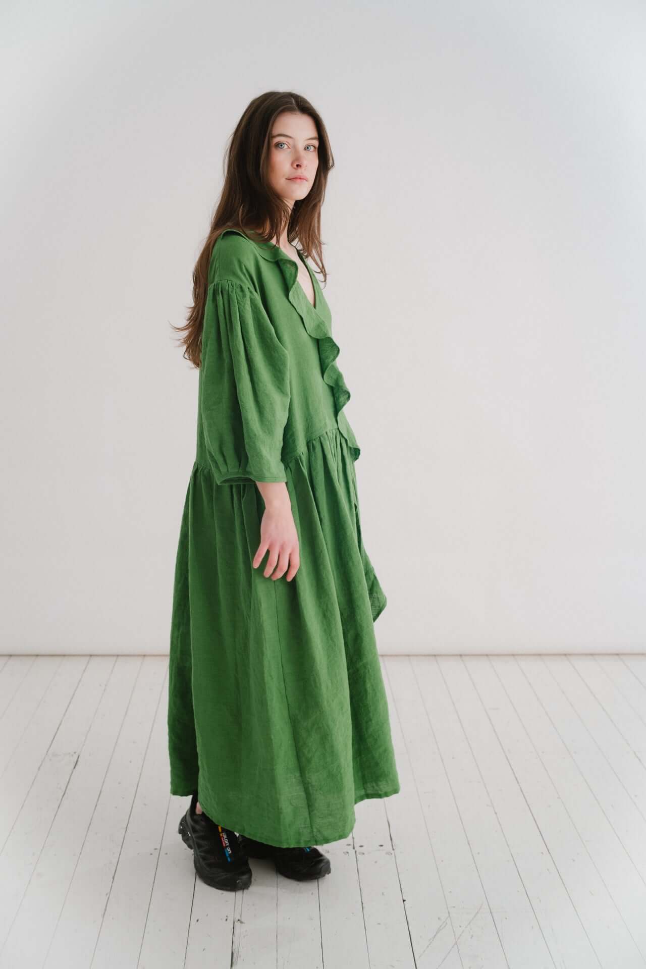 THE STELLA DRESS | Our Stella dress is a new shape for Spring Summer. Easy to wear in her simplicity and WEARABILITY, yet makes a bold statement with her colour and interesting cut. Like many of our pieces, she can be worn two ways - V neck to the front o