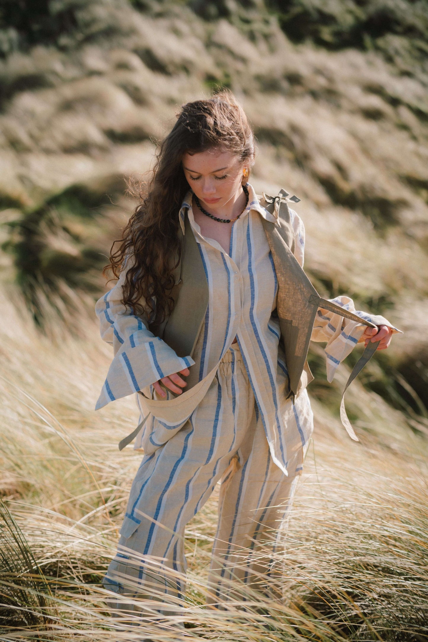 GUIDE SHIRT - DUNE STRIPE | In keeping with our ethos of designing every day staples that you will reach for time and time again, let us introduce our new Guide Shirt. A slimmer line shirt than our usual offering, making this one a great basic for pairing