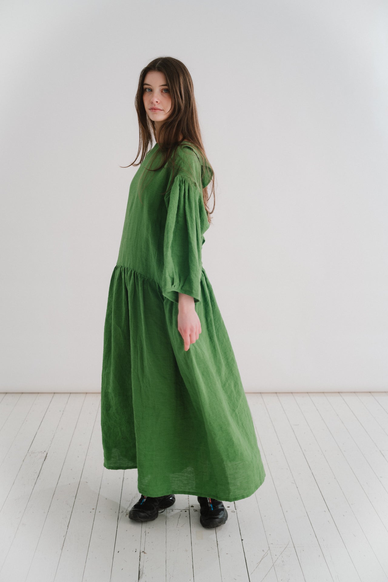 THE STELLA DRESS | Our Stella dress is a new shape for Spring Summer. Easy to wear in her simplicity and WEARABILITY, yet makes a bold statement with her colour and interesting cut. Like many of our pieces, she can be worn two ways - V neck to the front o