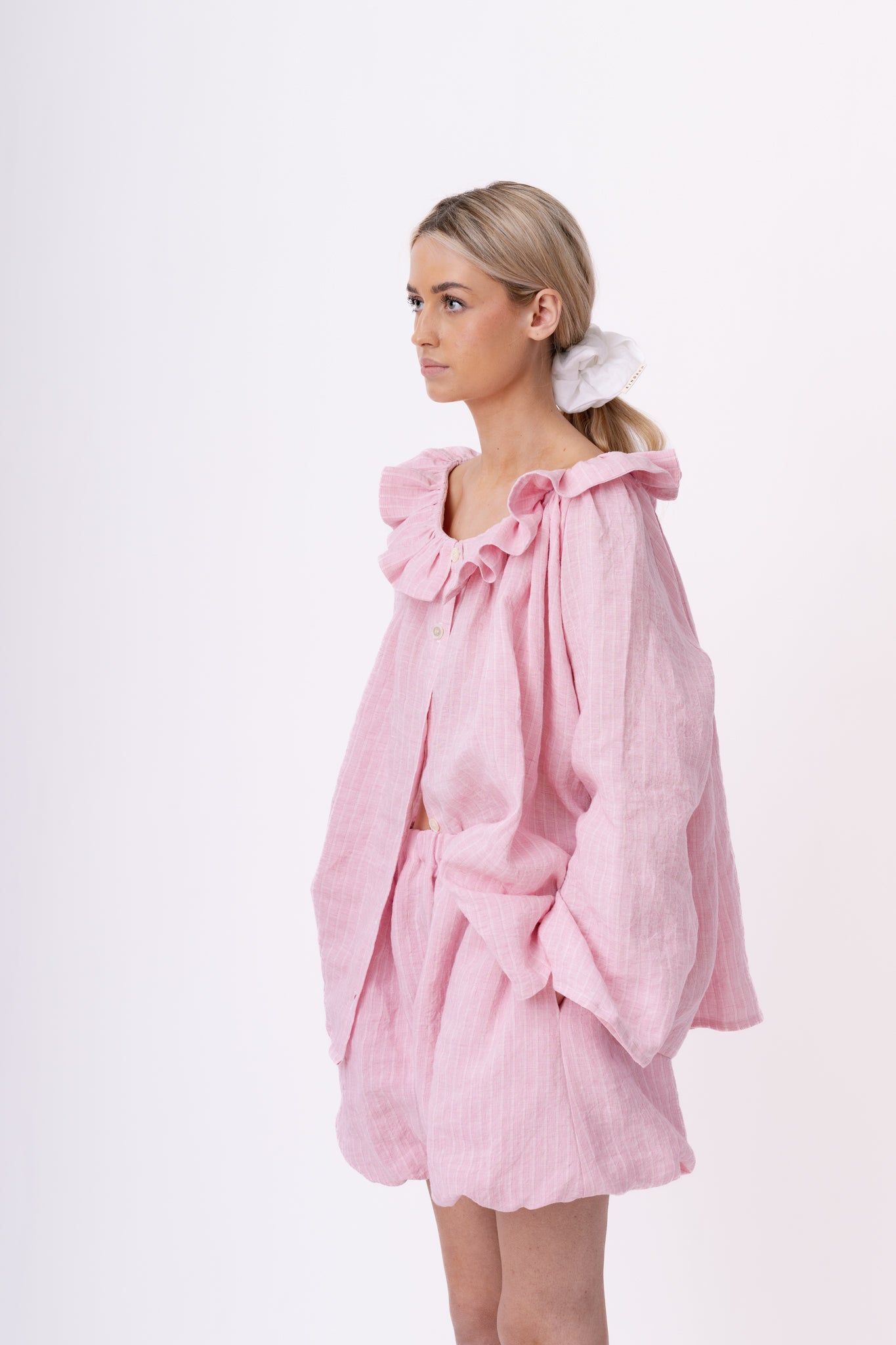 PUFF SHORTS | LIGHT PINK STRIPE