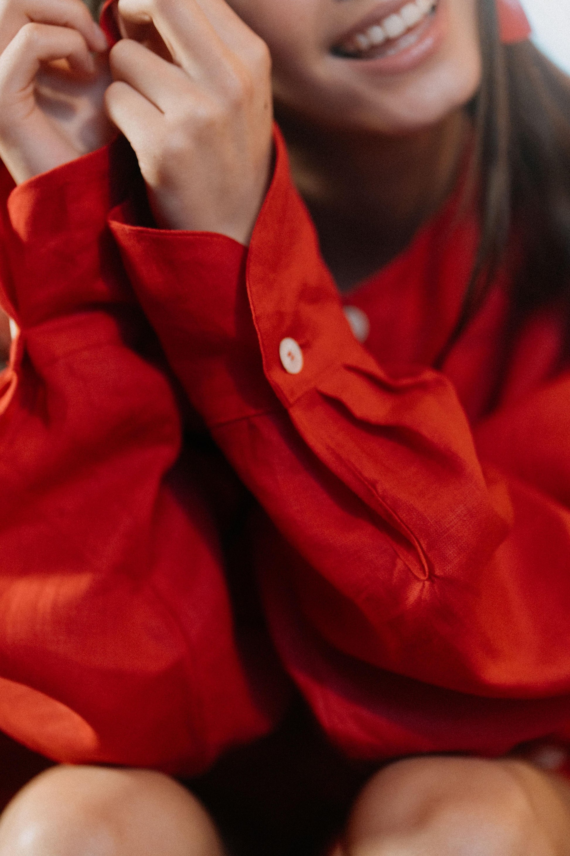 BOW LOUNGE SET | *Ready to Ship for Valentines ❤️ A new special edition lounge set in our poppy red linen. The oversized shirt features a fold over detail beneath the arm which ties into a fun bow detail on either side. Wear with matching shorts, or by it