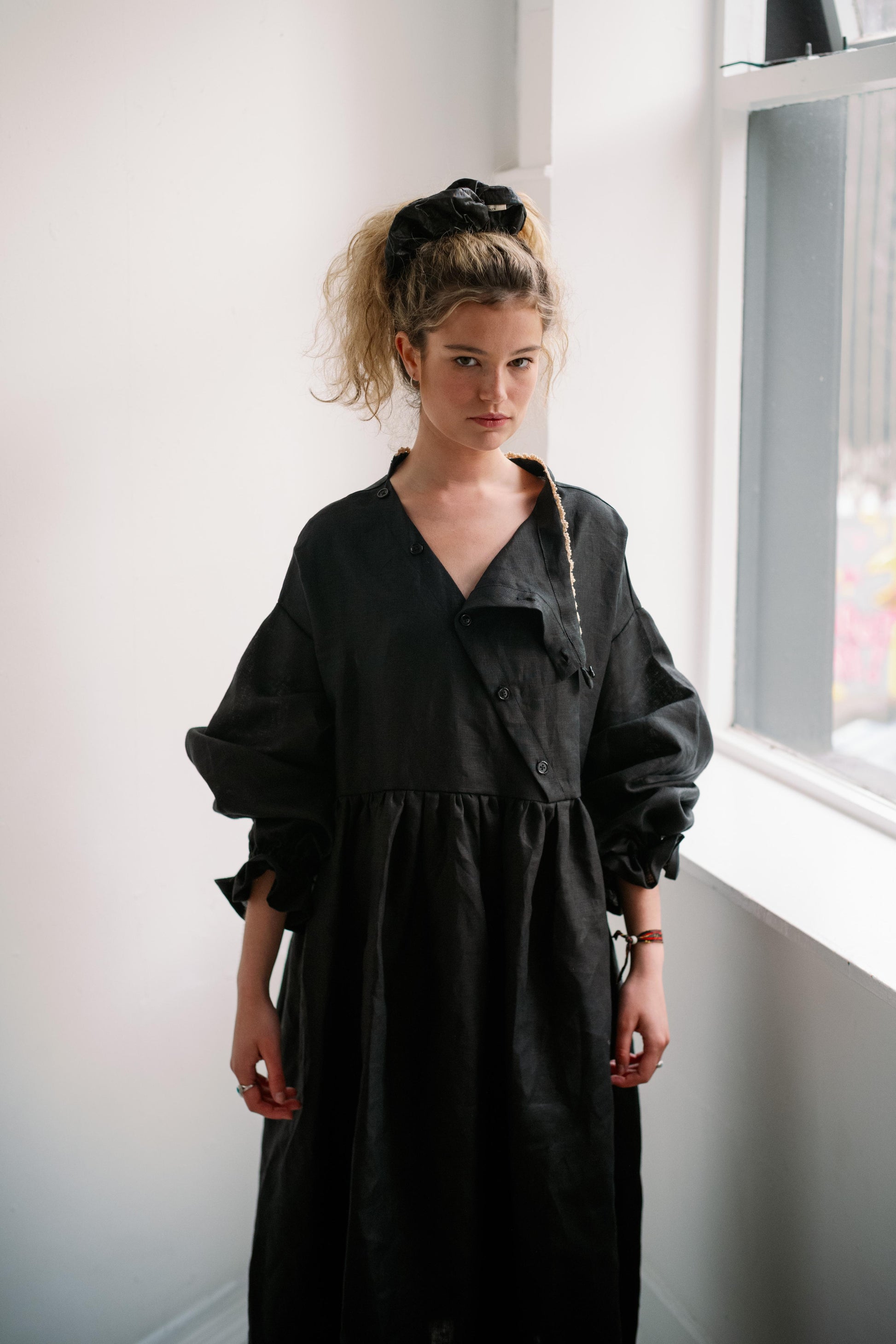 VIVIENNE DRESS | A design based on our bestselling Vivienne Blouse, we thought it time to offer her in a dress version. Featuring optional Irish crochet at the collar and assymetric button detail, this one can be worn to the front or reversed to wear butt