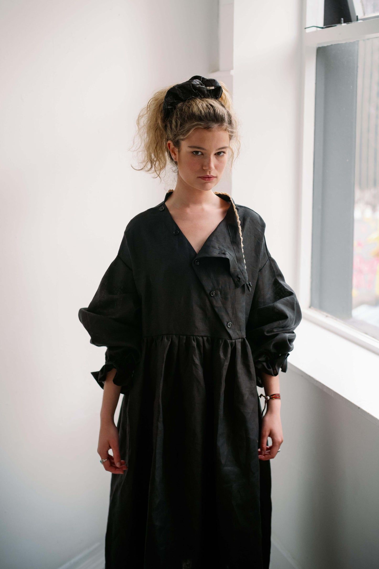 VIVIENNE DRESS | A design based on our bestselling Vivienne Blouse, we thought it time to offer her in a dress version. Featuring optional Irish crochet at the collar and assymetric button detail, this one can be worn to the front or reversed to wear butt