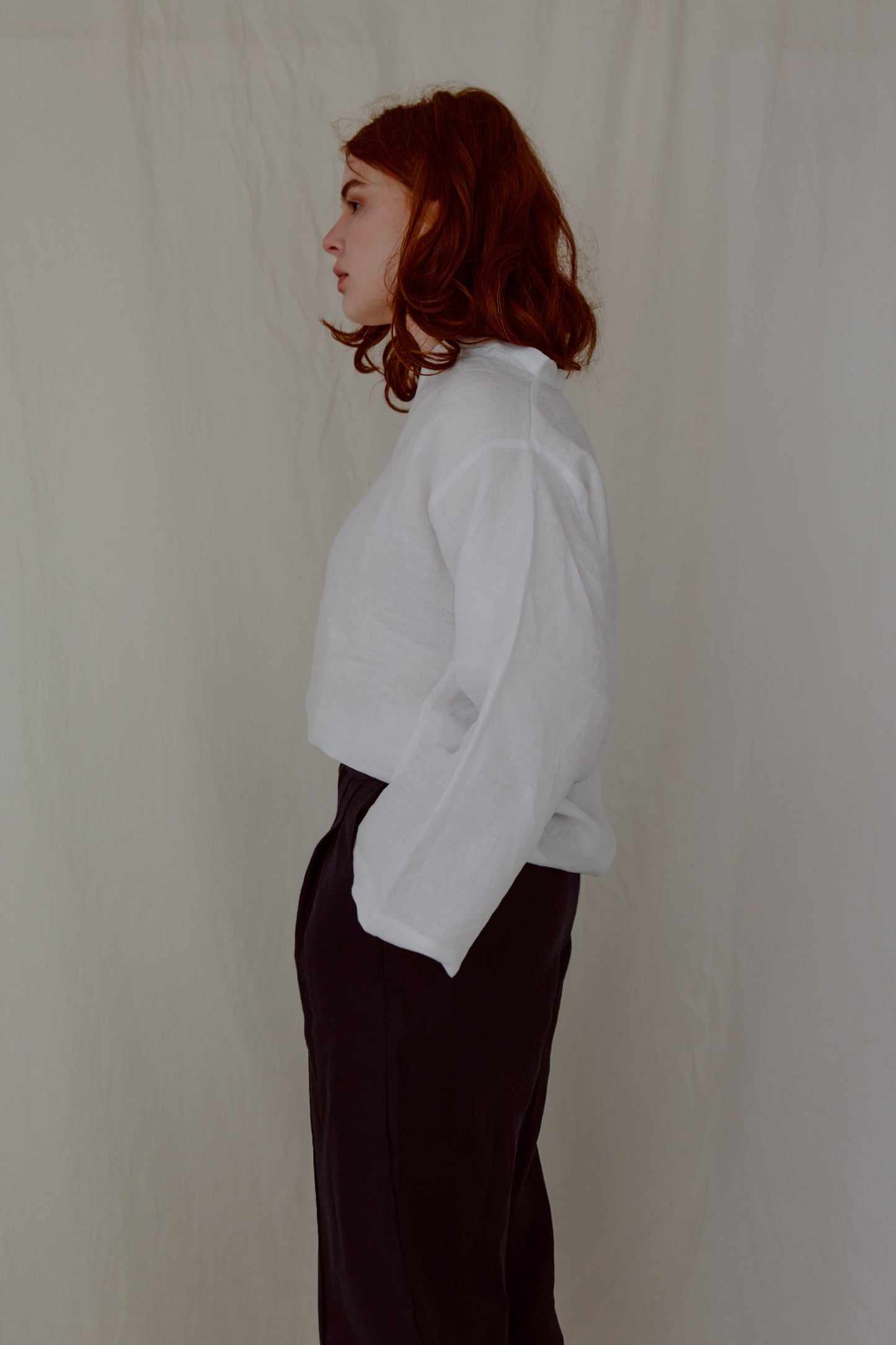 ASYMMETRIC TEE | An update on our best selling staple- the kind tee. This one features a flattering assymetric neckline detail that makes it a little more special than your average white tee, yet really wearable and easy to dress up or down. Wear with our