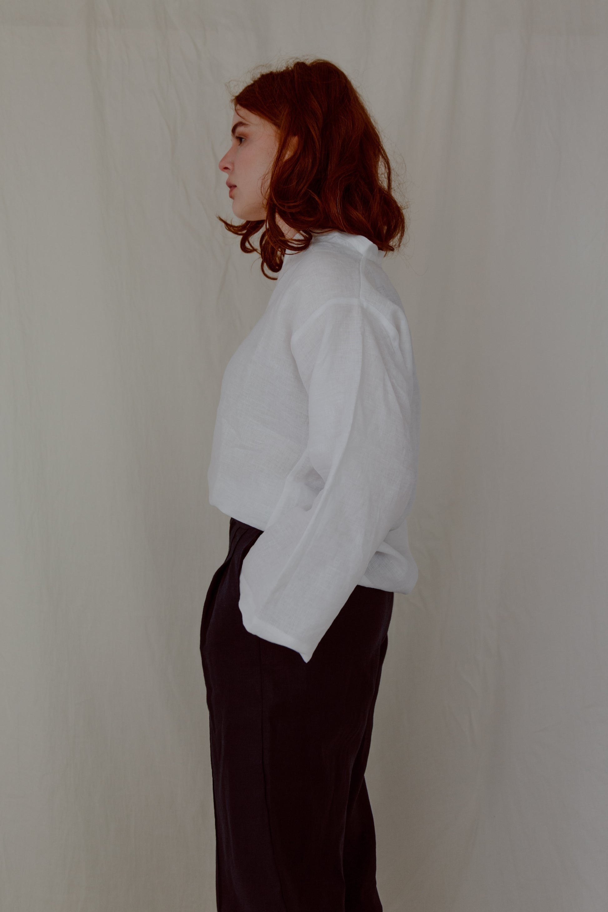 ASYMMETRIC TEE | An update on our best selling staple- the kind tee. This one features a flattering assymetric neckline detail that makes it a little more special than your average white tee, yet really wearable and easy to dress up or down. Wear with our