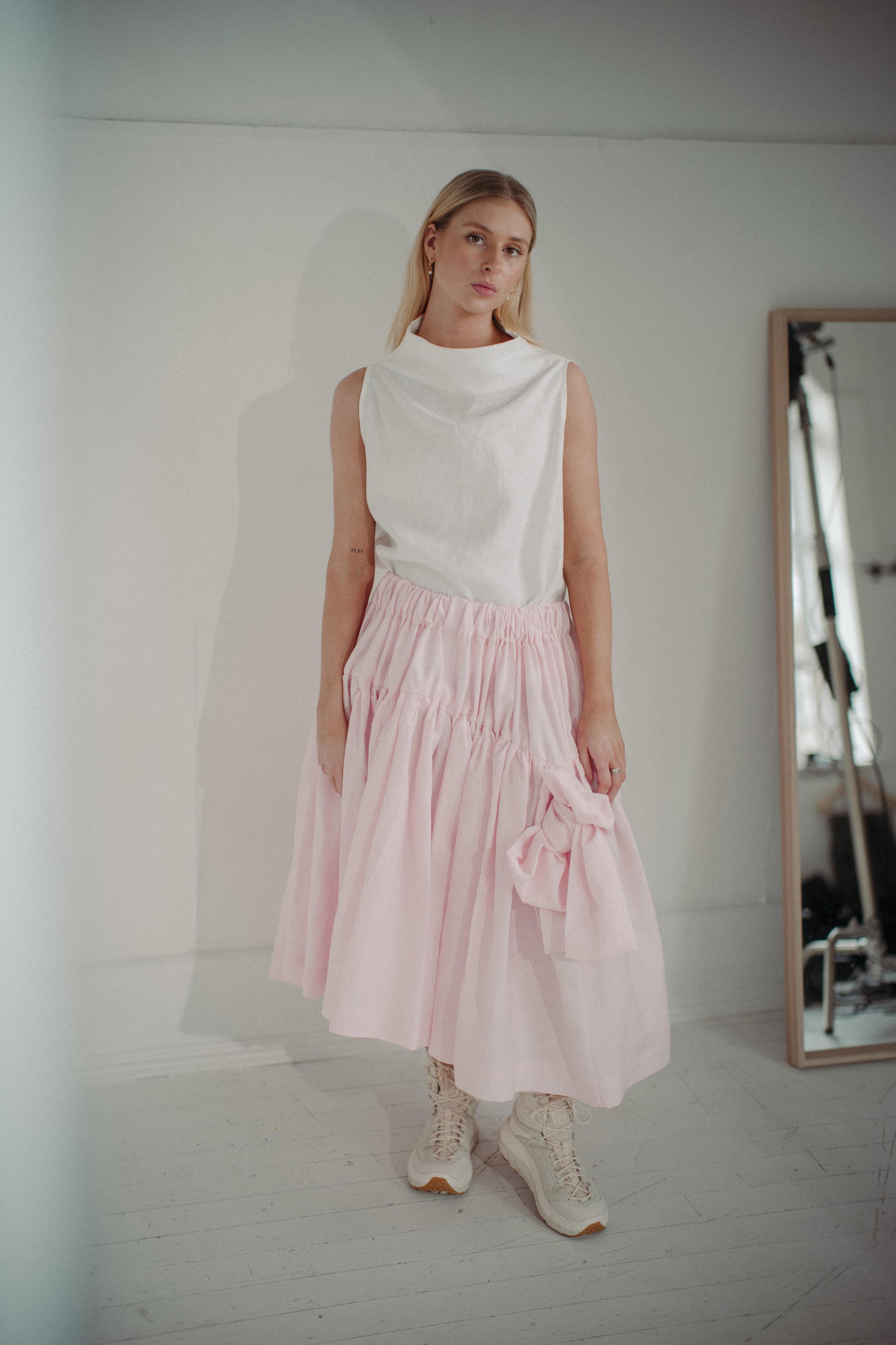 PINK TUTU | The linen tutu, now in the most whimsical, pretty pink - because no one ever really grows up enough to not want to wear a tutu! Voluminous, romantic and feminine, the tutu features two gathered layers with an oversized bow in a luxurious dark