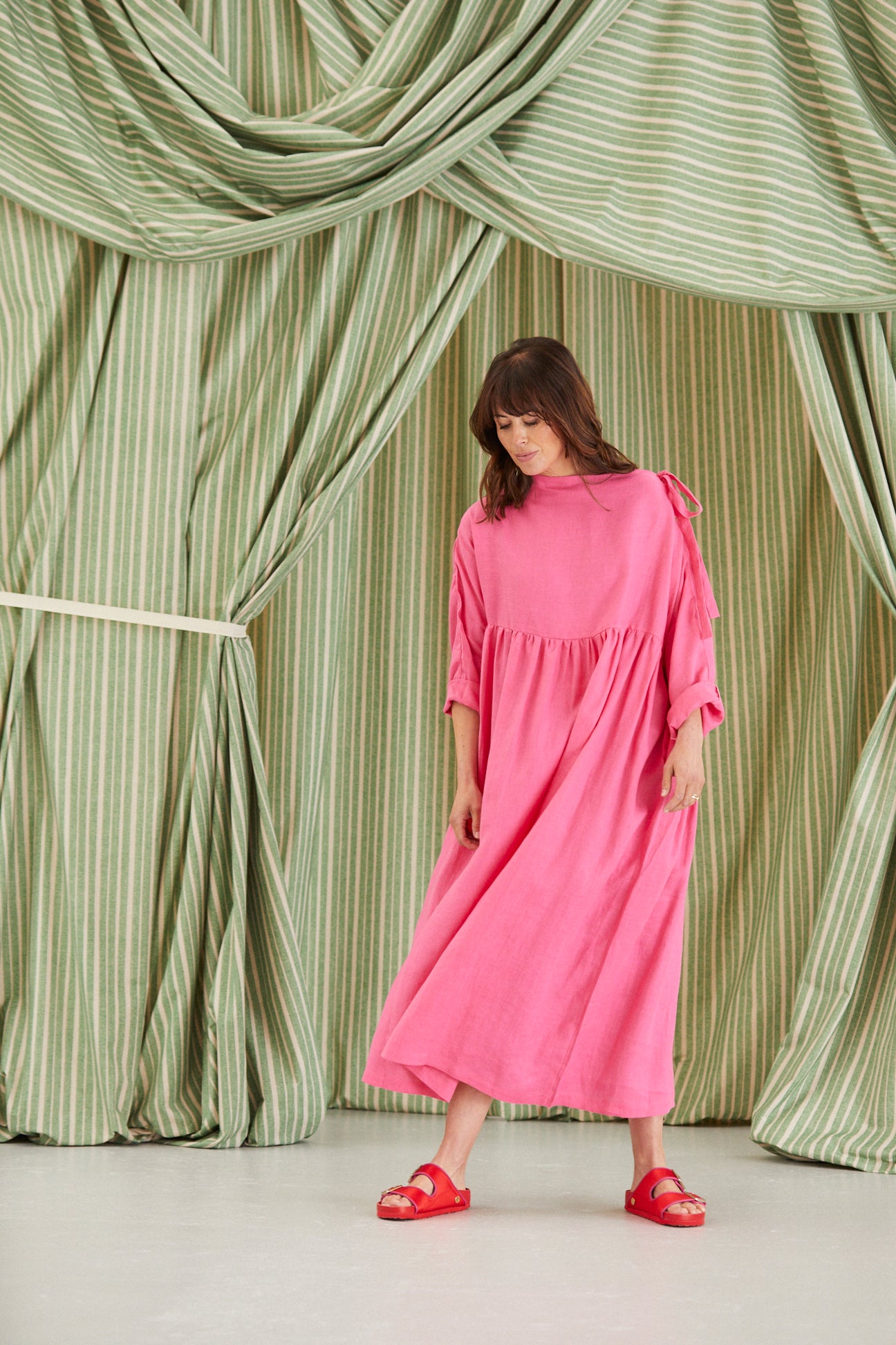 ROSIE DRESS | The Rosie is an effortless thrown on that will feel right at home in a considered, every-day wardrobe.A twist on our classic Tillie Dress, Rosie feels a little more feminine and romantic with the addition of a delicate bow tied at the neck.