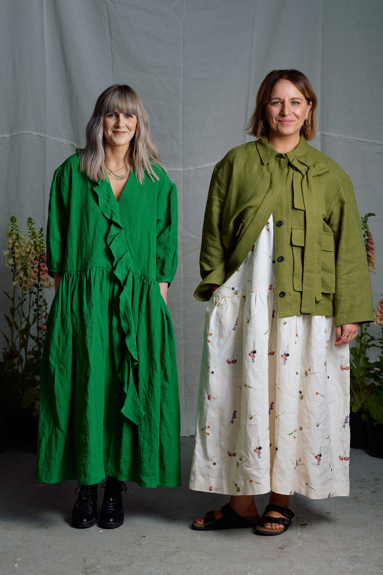 Lindsey and Rachael of Wilde Studio wearing Kindred of Ireland linen