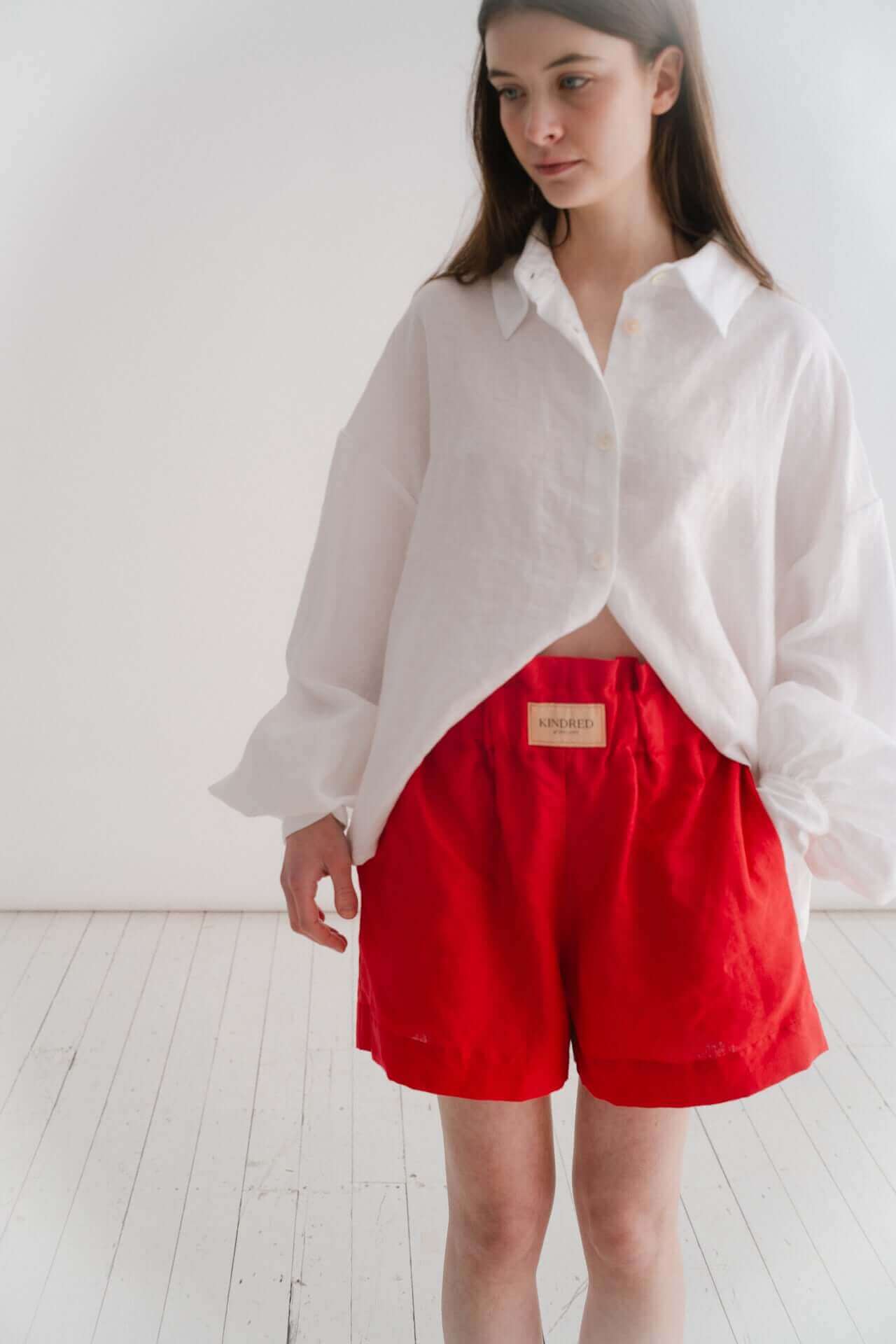 POPPY SHORTS | A simple yet bold statement in our Poppy shorts. For those days that you don’t want to think too much, but feel considered in your outfit choice. Pair with our Cadhla shirt or your favourite knitwear for an effortless summer look.