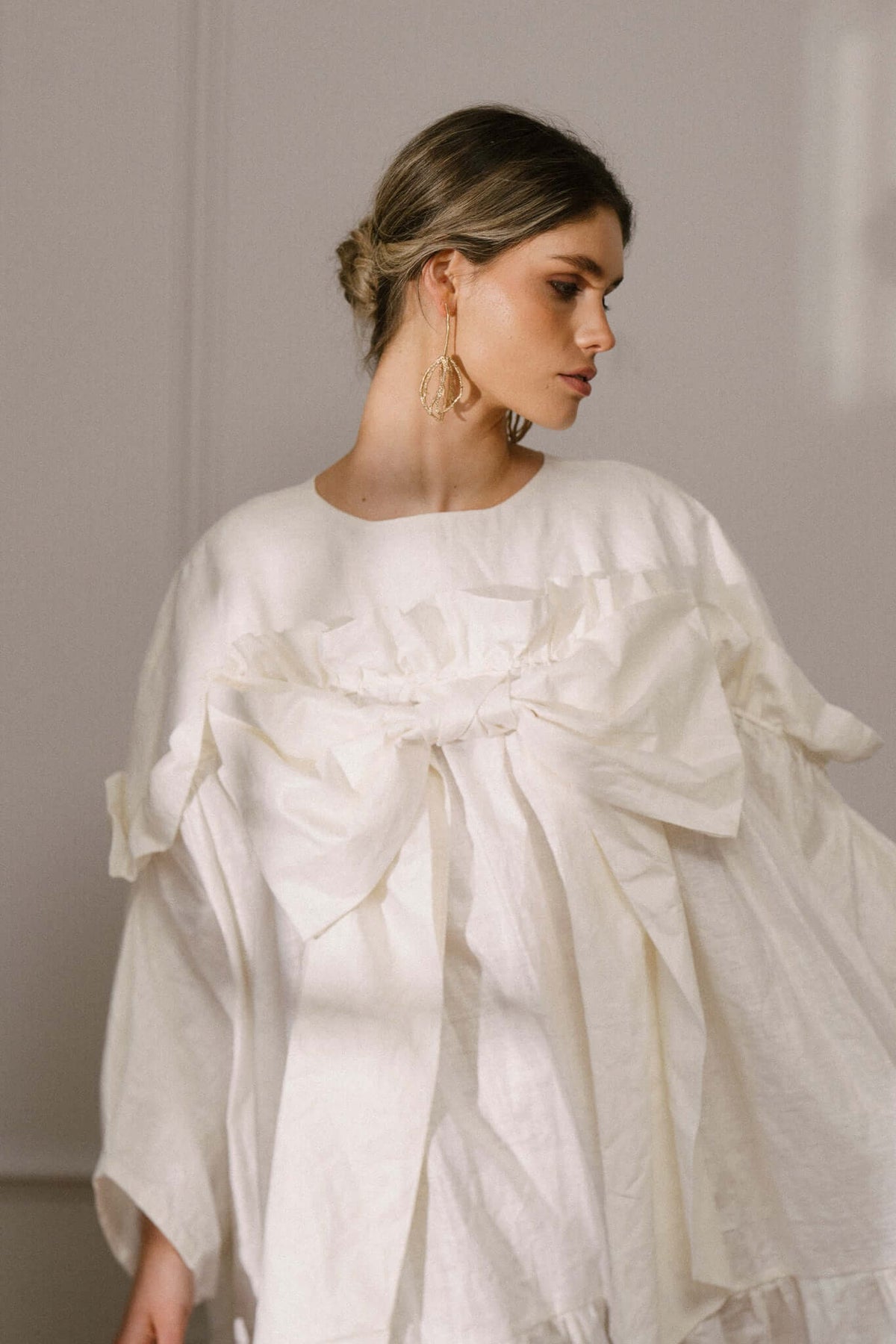Pearl Bow Dress | Beetled Linen Wedding Dress | Kindred Of Ireland Pearl Bow Dress | Beetled Linen Wedding Dress | Kindred Of Ireland