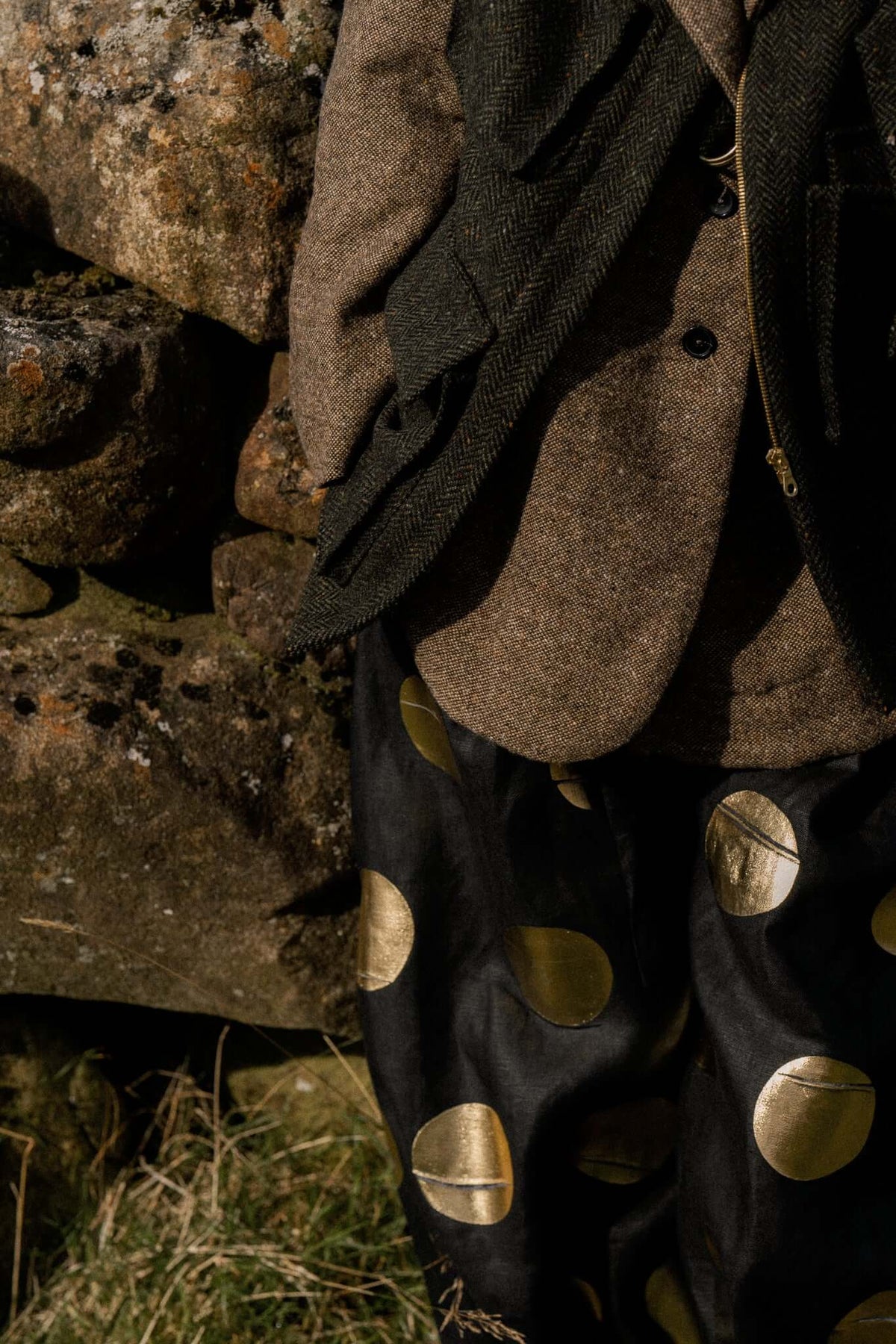 ASYMMETRIC TWEED GILET | GREEN
