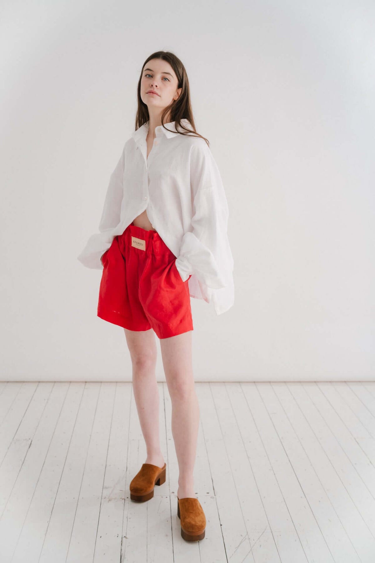 POPPY SHORTS | A simple yet bold statement in our Poppy shorts. For those days that you don’t want to think too much, but feel considered in your outfit choice. Pair with our Cadhla shirt or your favourite knitwear for an effortless summer look.