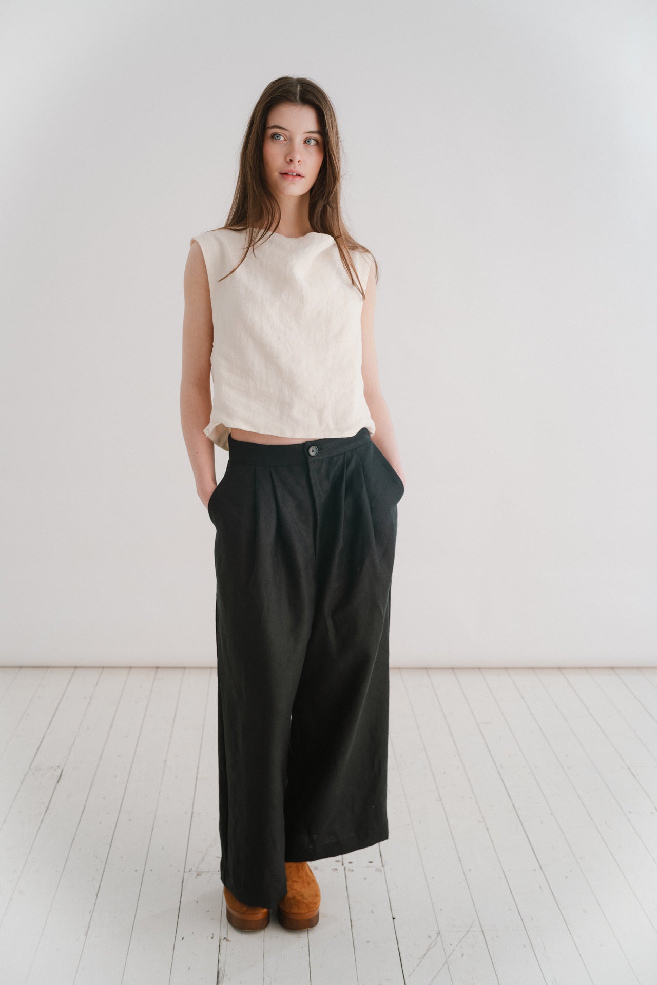 EVIE COWL TOP | A statement in her simplicity. Evie is an absolute staple for your SS wardrobe. Can be worn on or off the shoulder depending on your desired look. A slightly cropped length and side seam zip detail make her a flattering pairing with your f