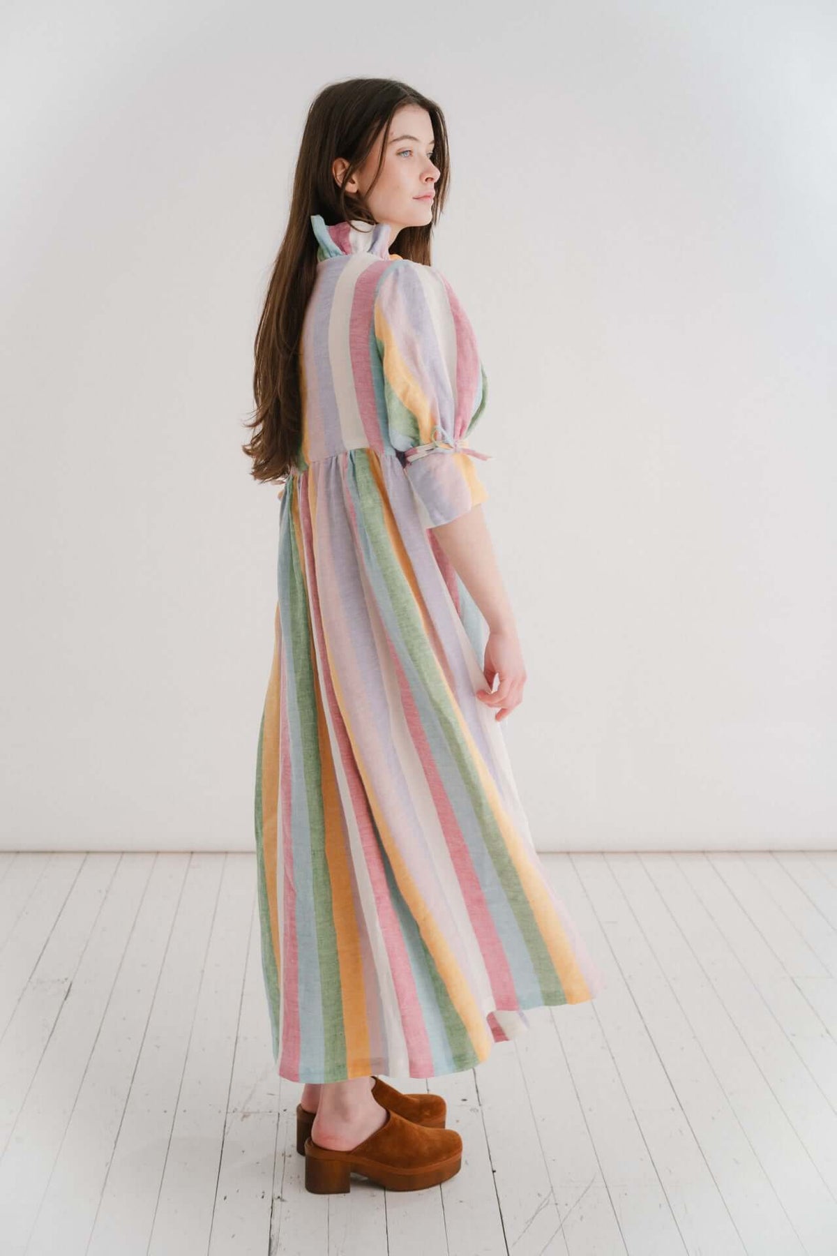 THE HOPE DRESS | This one is pretty special to us. Some of you may remember back whenever lockdown hit, we sourced some rainbow striped deadstock fabric and used it to make scrunchies. The concept was that when you bought one, we gifted one to your chosen