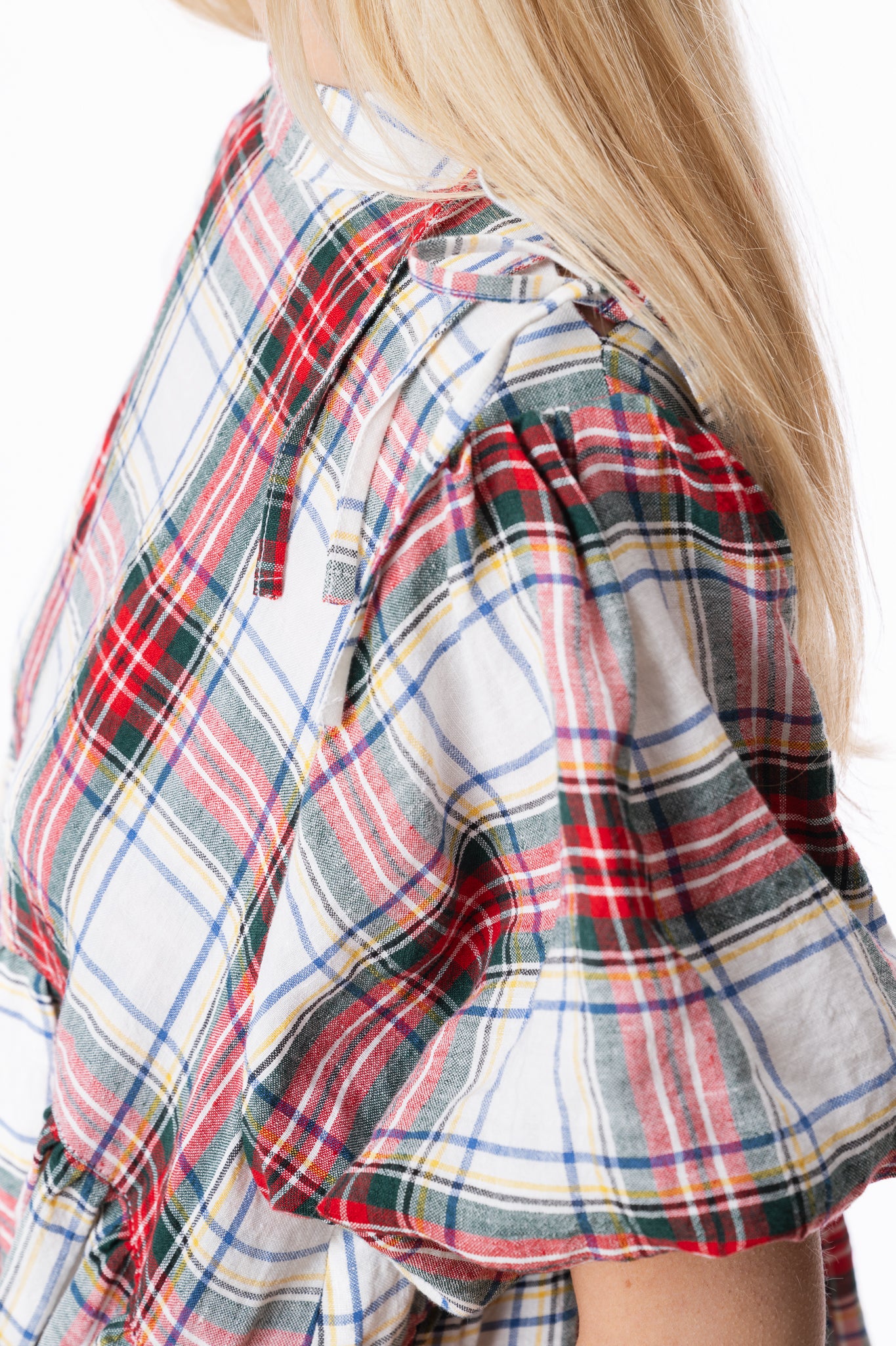 WHITE TARTAN ORLA DRESS