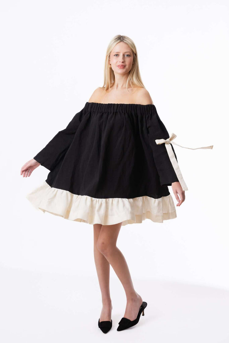 LITTLE LINEN BLACK DRESS