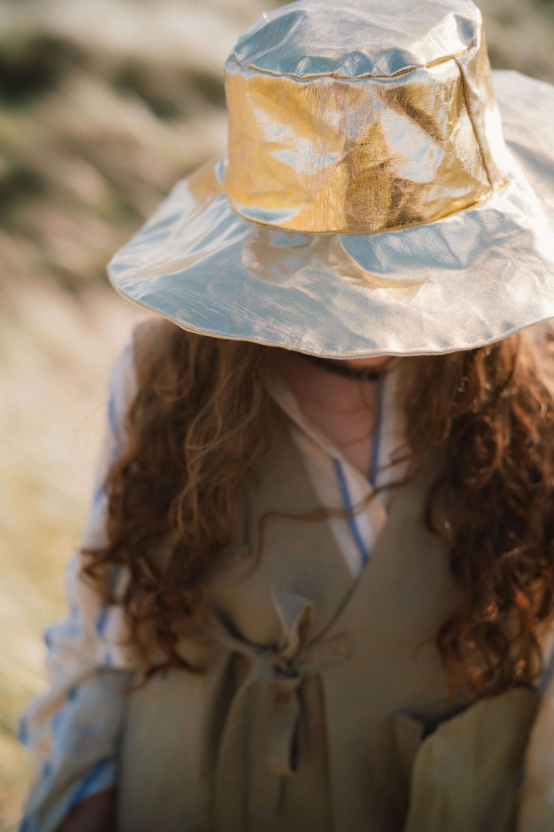 GOLD BEETLED SUN HAT | Inject some personality into any of your Summer looks with our Gold Beetled Sun hat. Created with our much loved Gold beetled linen. The hat features a wide brim that will shade you from the rays this Summer. This piece is made with