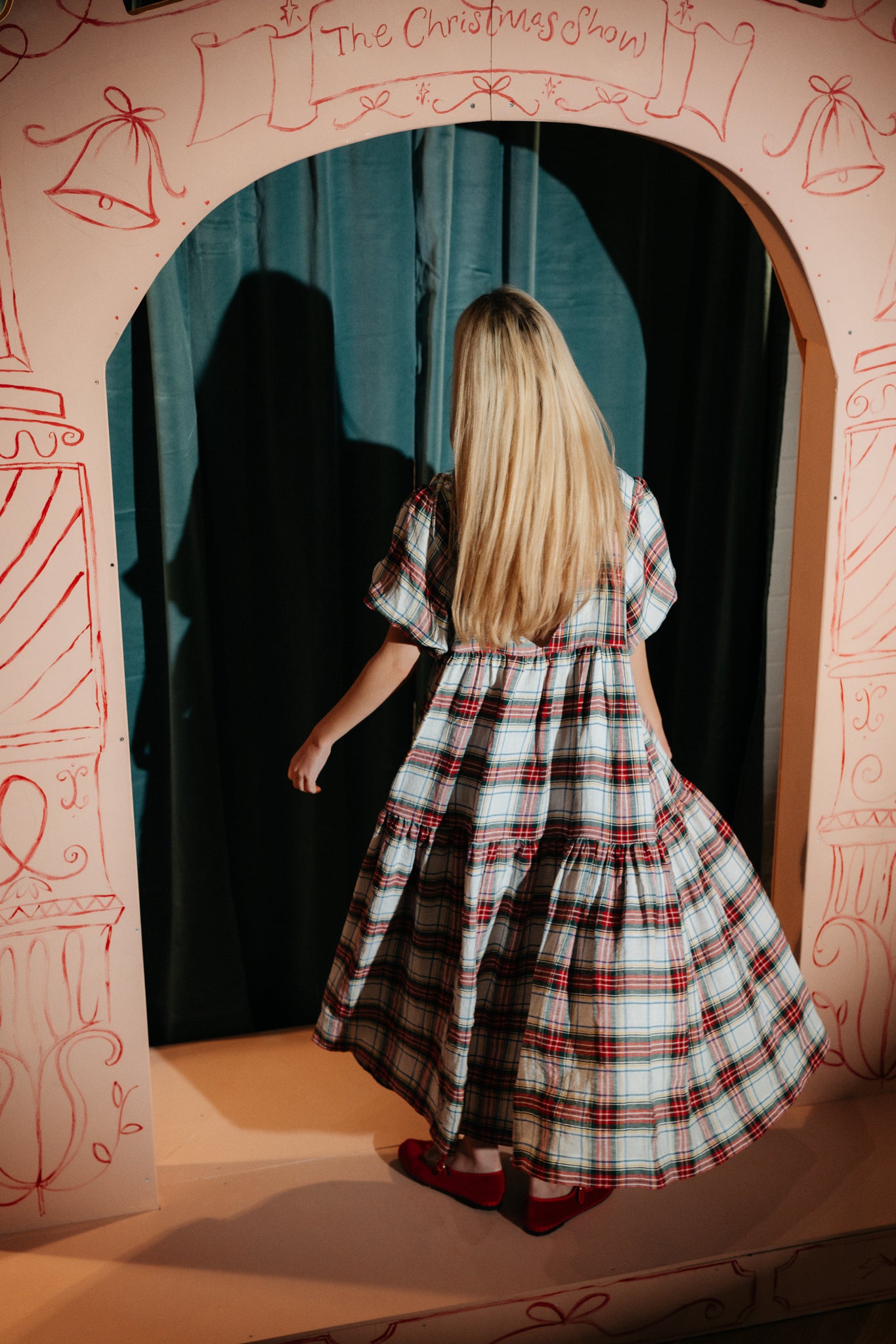 WHITE TARTAN ORLA DRESS