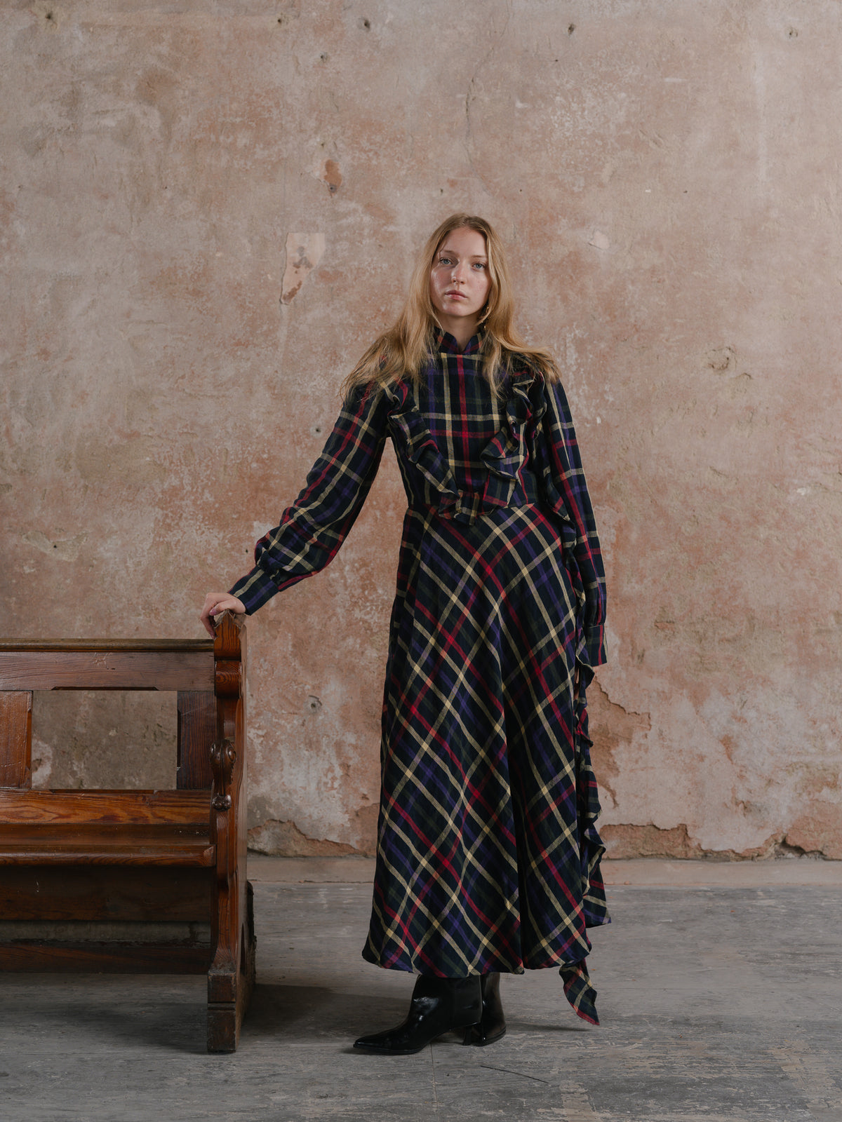 Rose Dress in Stained Glass linen, front view