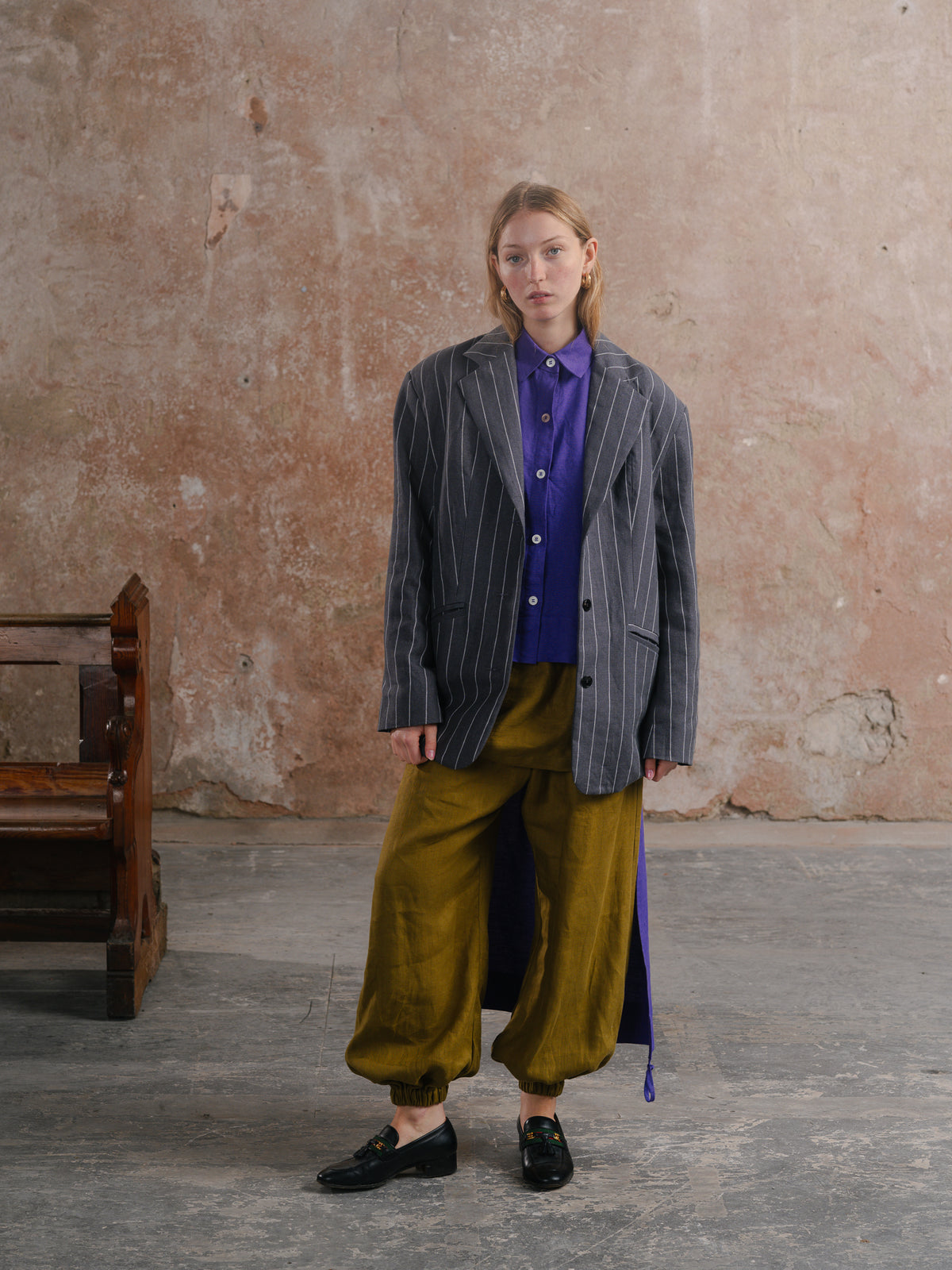 Temple Shirt; Off Duty Joggers in Army Washed linen; The Sunday Suit Jacket