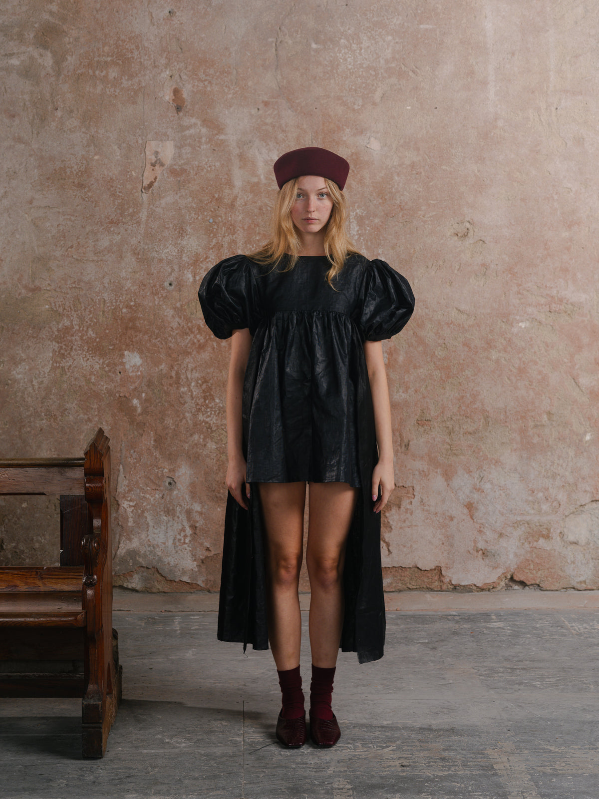 Bell Ringing Dress in black beetled linen