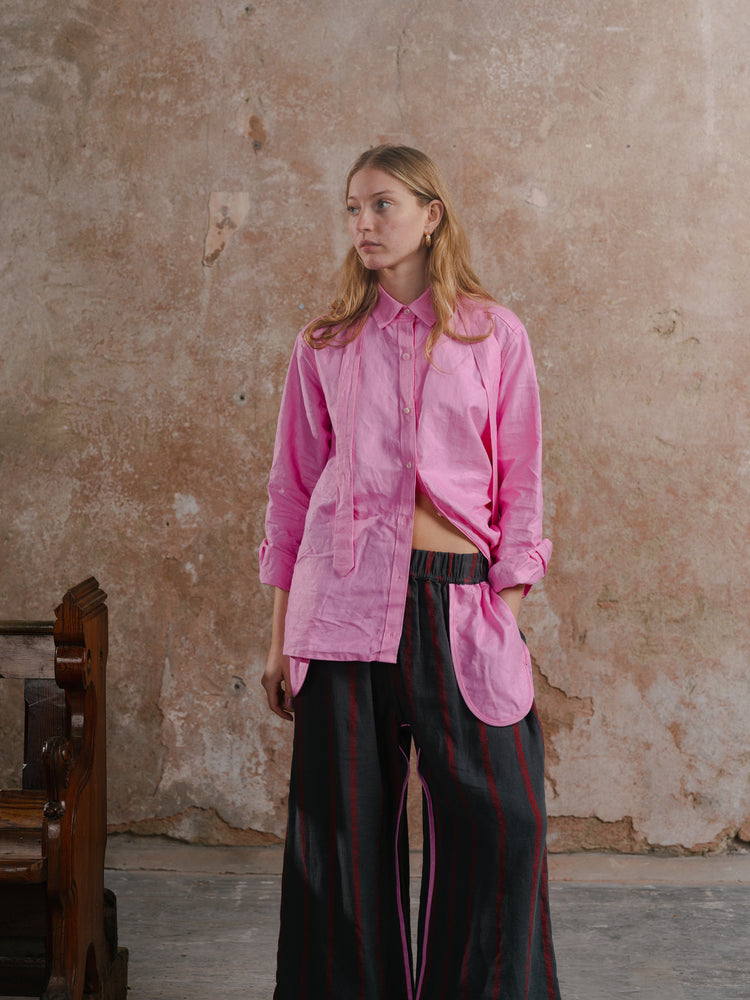 Dad’s Shirt in Loinnir Pink; Dad’s Tie in Loinnir Pink; Sweetie Trousers