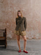 Inheritance Blazer in Brown; Puff Shorts in Twinkle Tweed