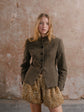 Inheritance Blazer in Brown; Puff Shorts in Twinkle Tweed