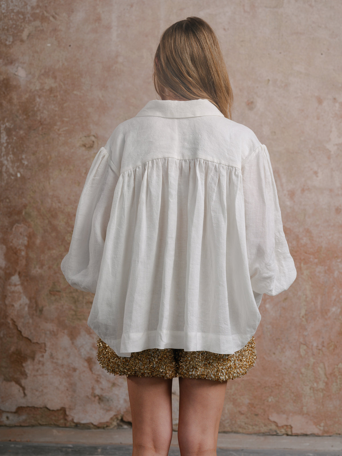Puff Shorts in Twinkle Tweed; Choir Practice Shirt