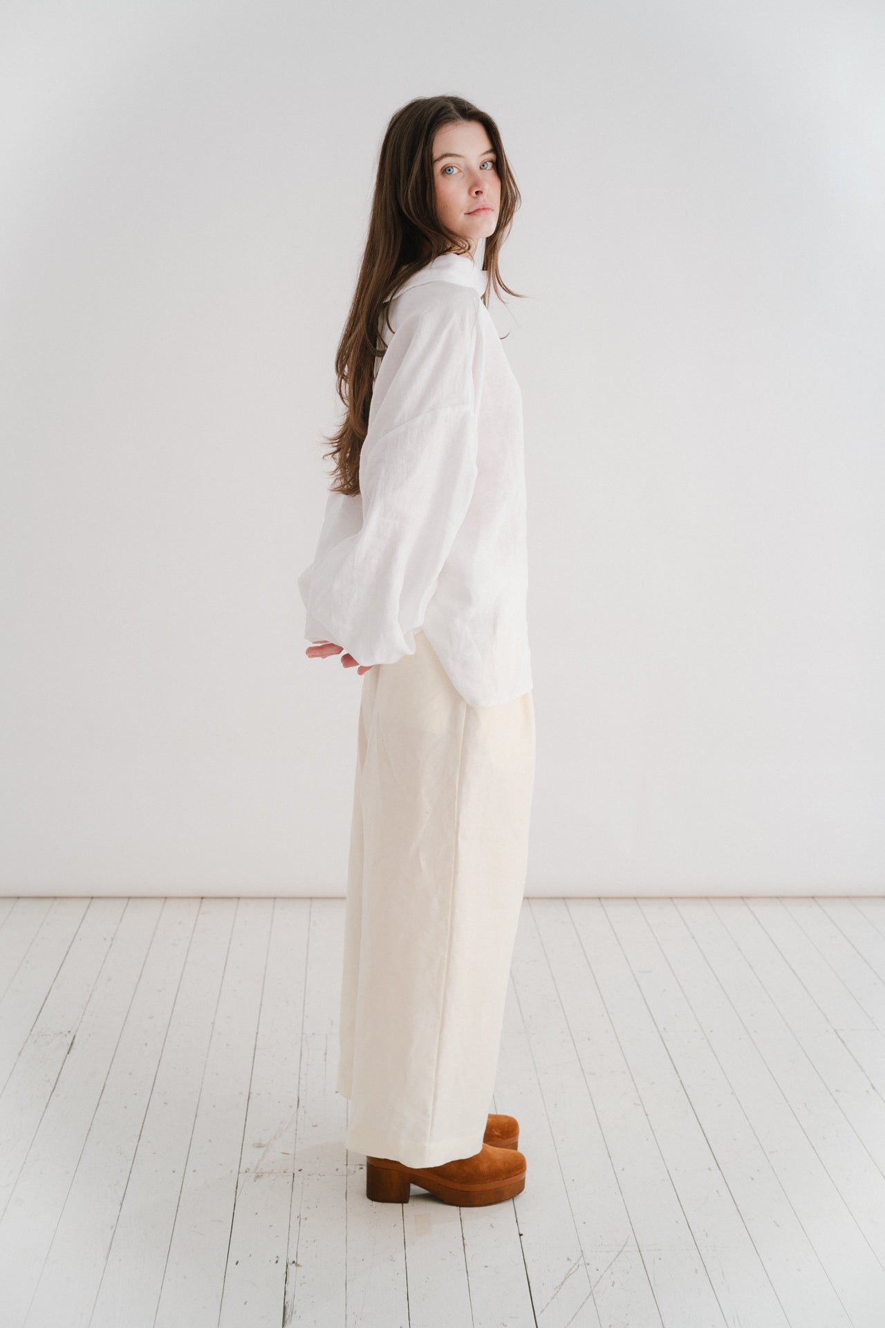 BOYFRIEND TROUSERS - TUSK | The Boyfriend Trouser - a new, more tailored piece for SS24. Cut with a dropped crotch and wide leg. Contrasted with a smart waistband and pleat detail, these are so wearable yet will make you feel really put together. They pai