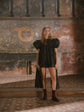 Bell Ringing Dress in Black Beetled Linen