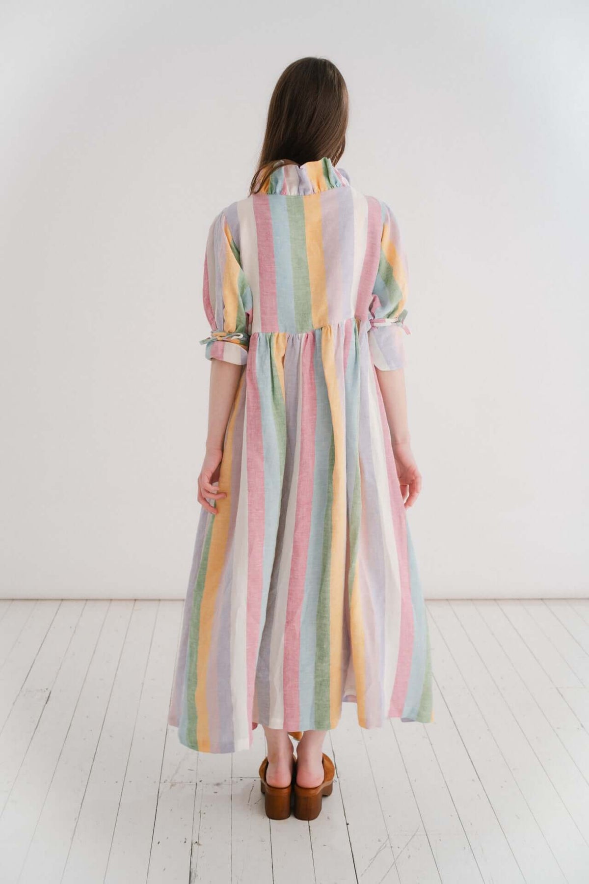 THE HOPE DRESS | This one is pretty special to us. Some of you may remember back whenever lockdown hit, we sourced some rainbow striped deadstock fabric and used it to make scrunchies. The concept was that when you bought one, we gifted one to your chosen