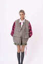 ASYMMETRIC TWEED GILET | GREY