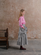 Beetled Bow Skirt in Slate, full-length side profile.