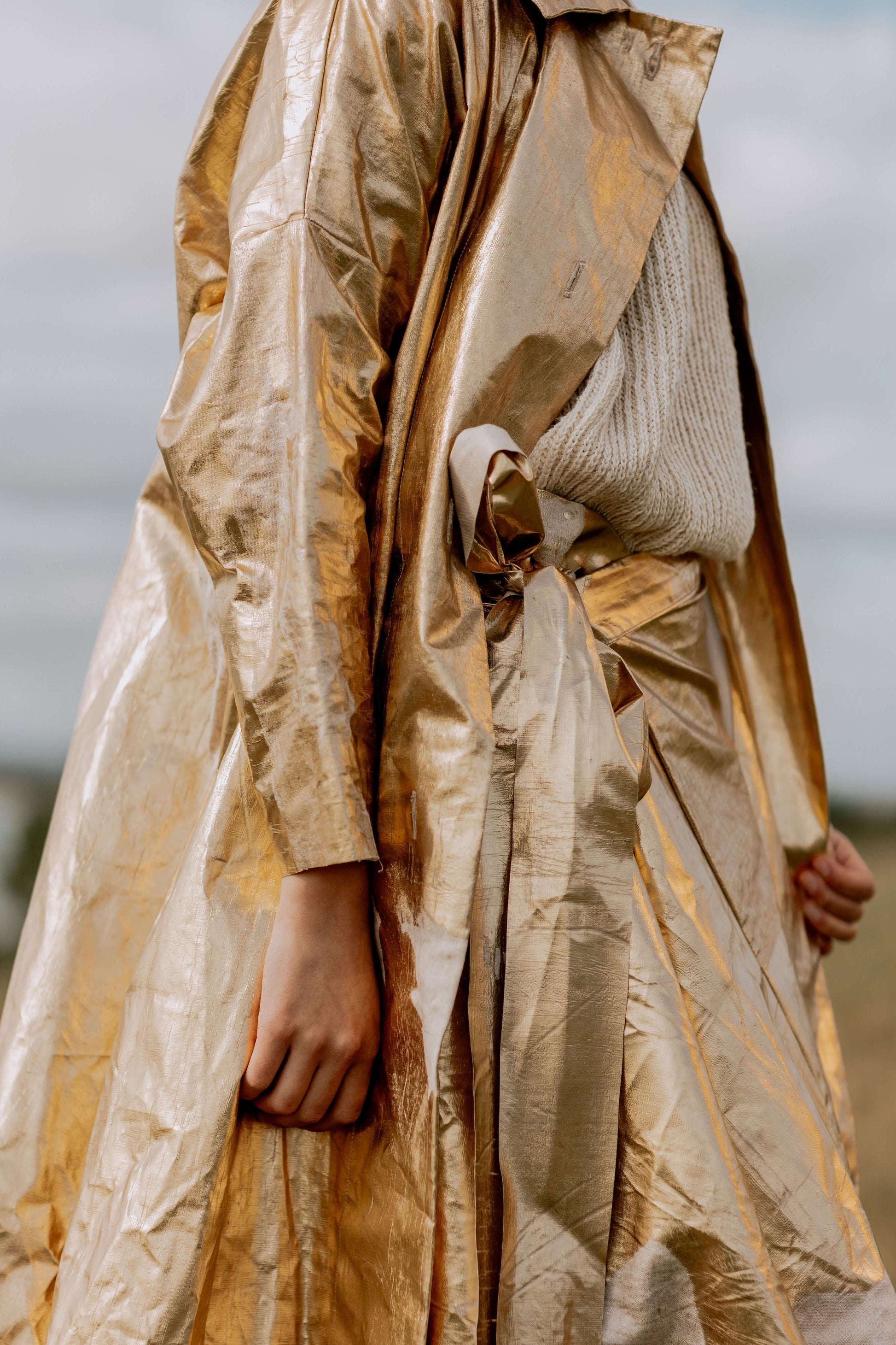 'FIND THE GOLD' COAT | 'Find The 'Find The Gold' Coat. Our forever Hero Piece. Created with custom gold dry beetled linen by our friends at William Clark & Sons. This fabric is a one off and tells a story of a modern spin on an age old tradition. The coat
