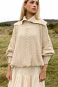 The cables and collar of the Aran Jumper, close up