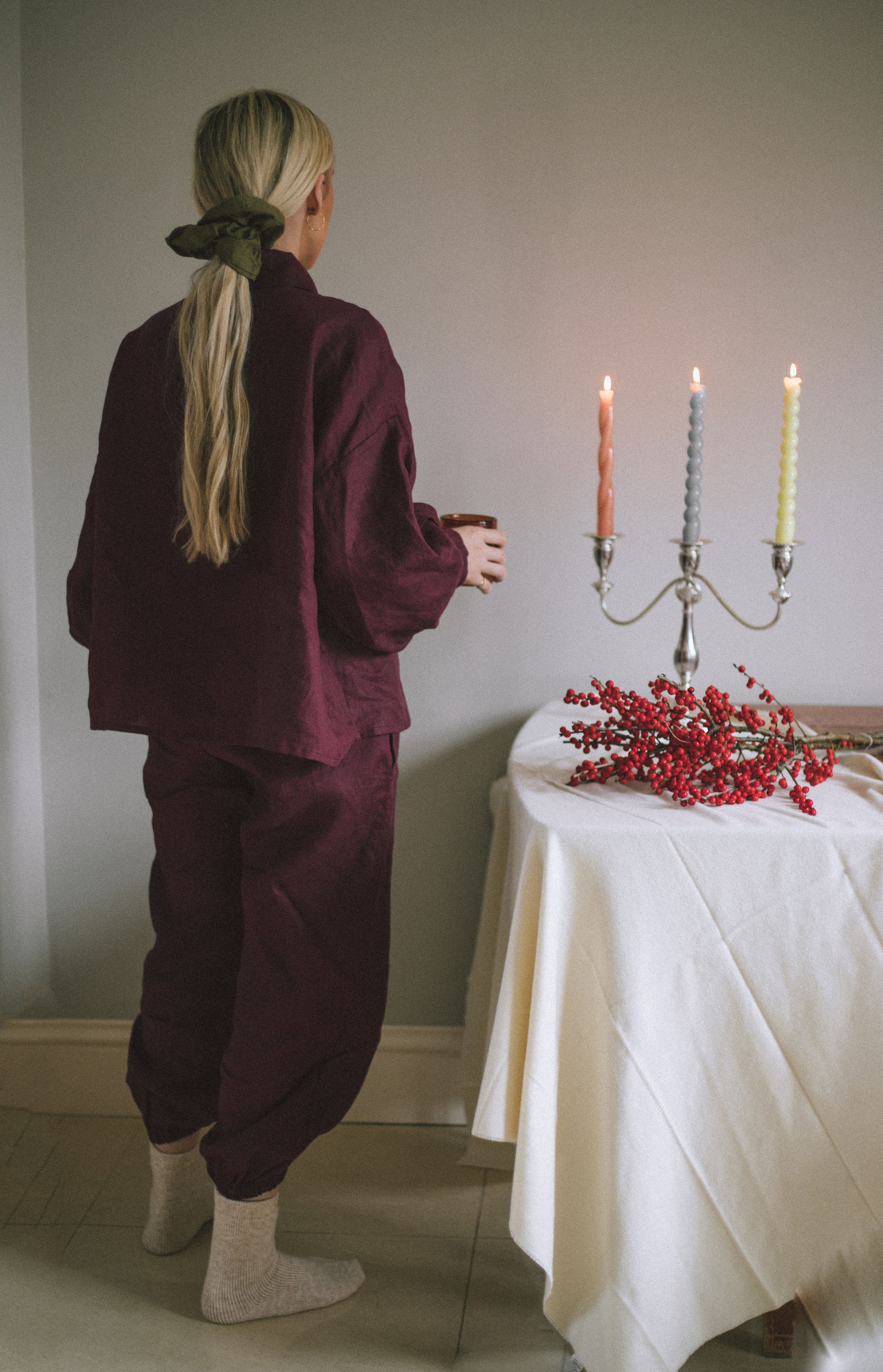 MERLOT LOUNGEWEAR SET | Our signature Cadhla loungewear set in a new rich colourway - Merlot. This set is designed to wear both in and out of the house. The buttons on the Cadhla blouse can also be worn to the back, making this a versatile wardrobe staple