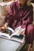 MERLOT LOUNGEWEAR SET | Our signature Cadhla loungewear set in a new rich colourway - Merlot. This set is designed to wear both in and out of the house. The buttons on the Cadhla blouse can also be worn to the back, making this a versatile wardrobe staple