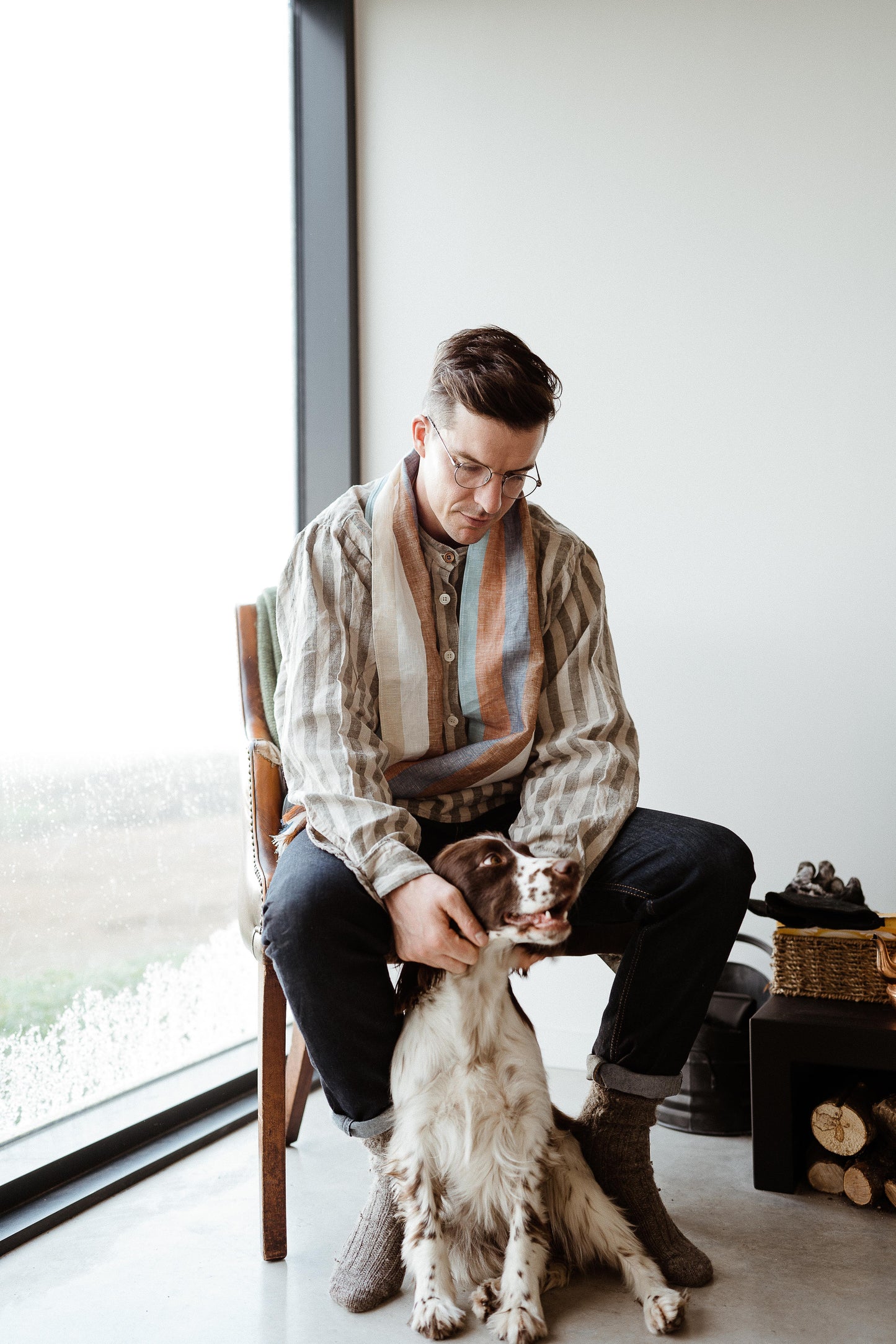 VINTAGE STRIPED SCARF | The finishing touch to any of our shirts, this striped scarf is created with vintage irish linen in our studio in Belfast.