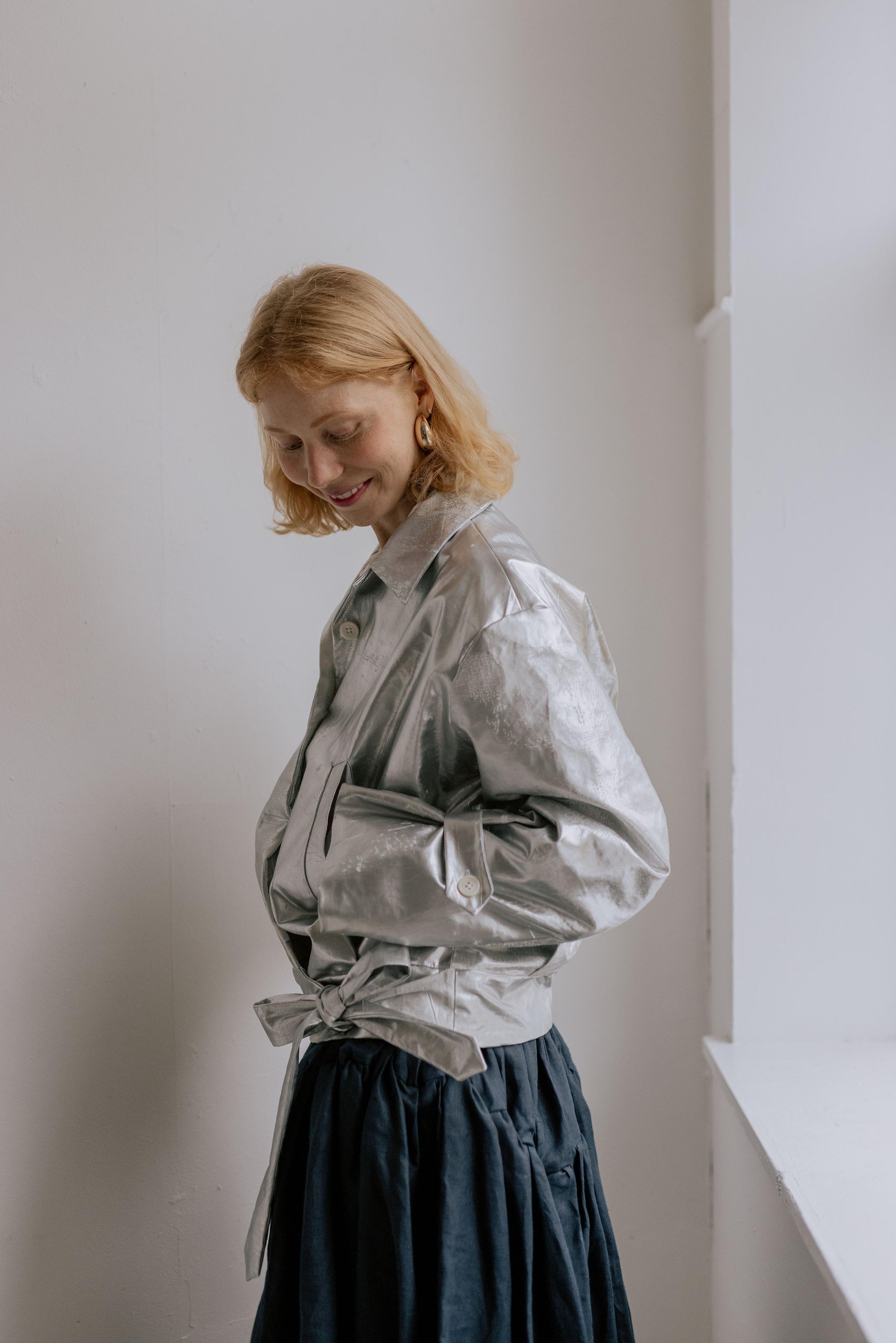 THE SILVER BOMBER | We are so excited to introduce this completely new shape to our AW23 collection. The love we have received for our beetled metalic coats,