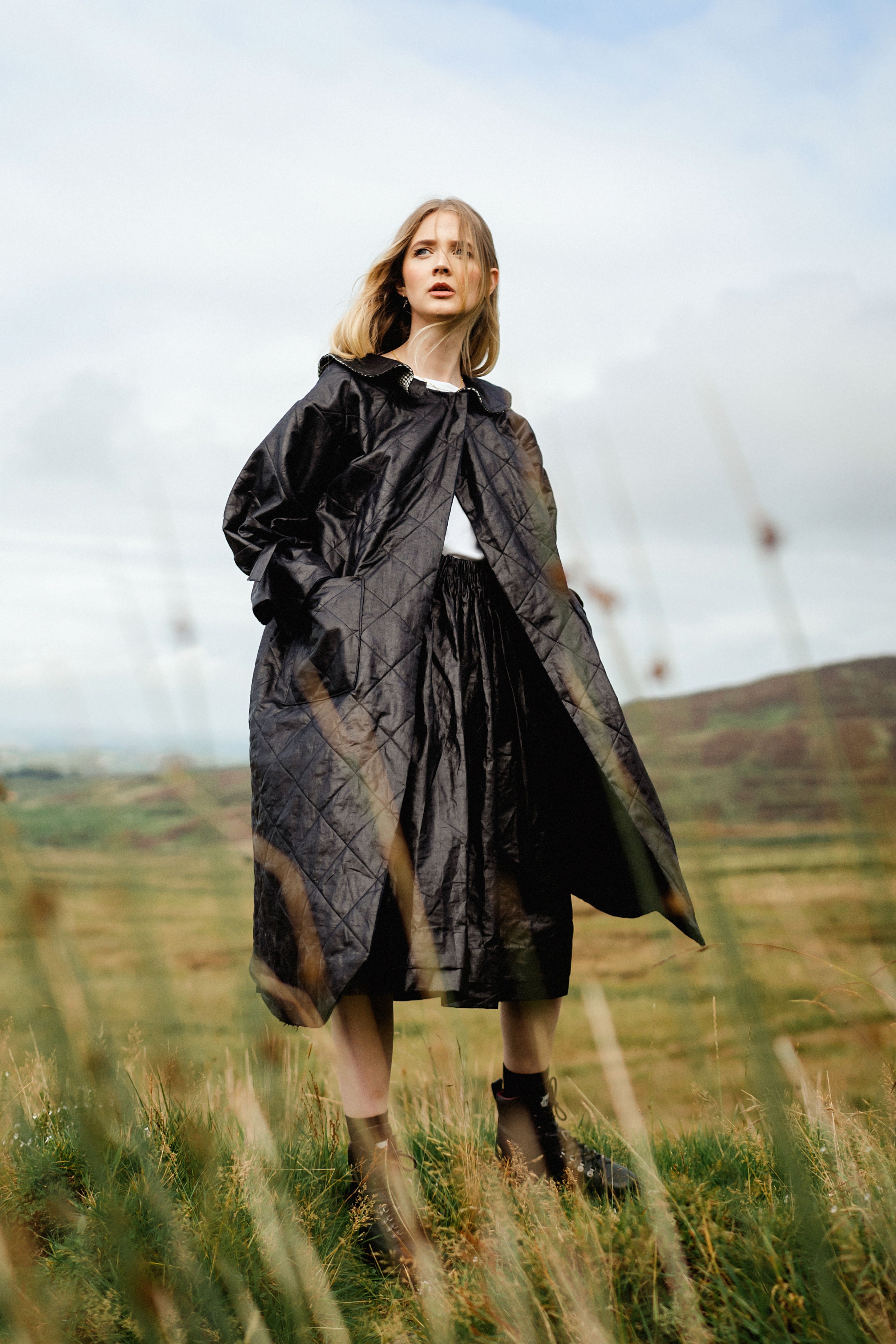CLOUD COAT | The structured silhouette of our AW Cloud coat is inspired by something we are famous for in Ireland - cloudy skies. Created with Irish Beetled linen. This ancient technique sees the fabric repeatedly beaten with wooden blocks for hours on en