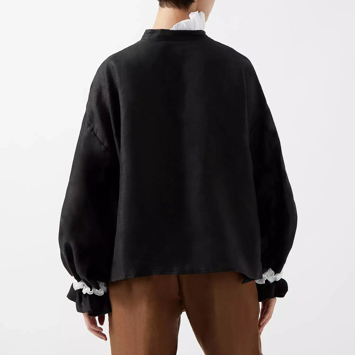 MARSHMALLOW- BLACK | An updated colourway of our favourite 'Marshmallow Blouse' for AW23. A playful contrast of black and white makes this one a more statement piece for your Autumn/Winter wardrobe. Like many of our styles, this one can be worn with butto