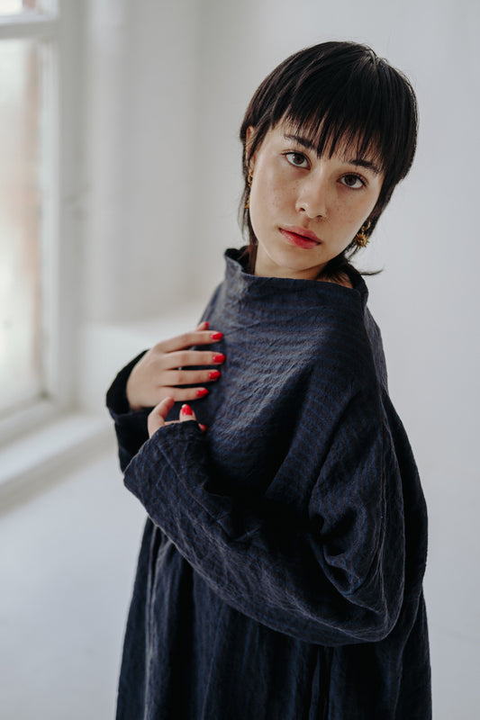 TILLIE DRESS | An effortless throw on that will feel right at home in a considered, every-day wardrobe. Tillie features a high neckline that sits elegantly across the neck- she can easily be dressed up or down and layered up for the colder months. Pair wi