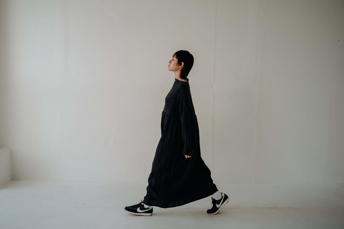 TILLIE DRESS | An effortless throw on that will feel right at home in a considered, every-day wardrobe. Tillie features a high neckline that sits elegantly across the neck- she can easily be dressed up or down and layered up for the colder months. Pair wi