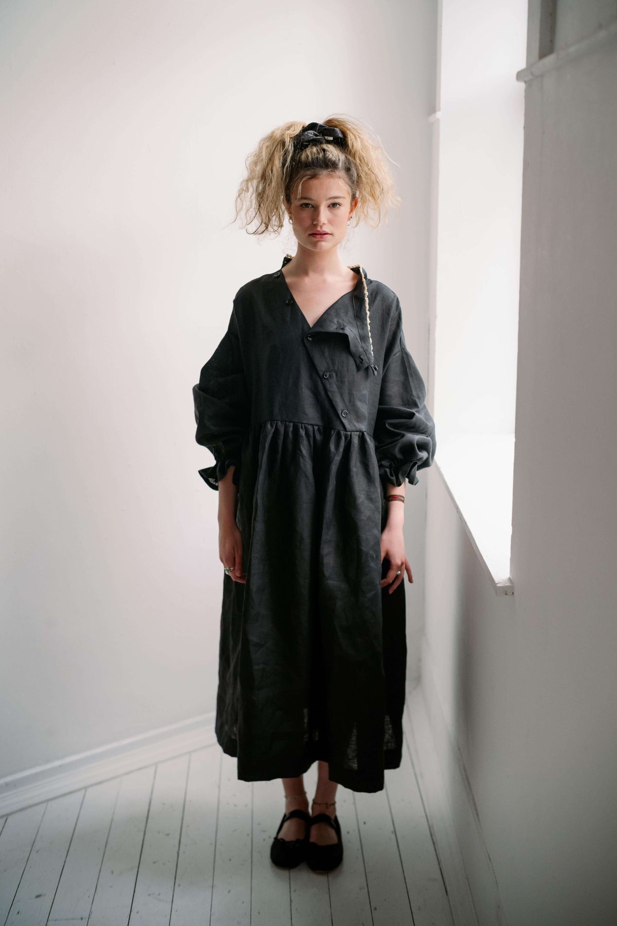 VIVIENNE DRESS | A design based on our bestselling Vivienne Blouse, we thought it time to offer her in a dress version. Featuring optional Irish crochet at the collar and assymetric button detail, this one can be worn to the front or reversed to wear butt