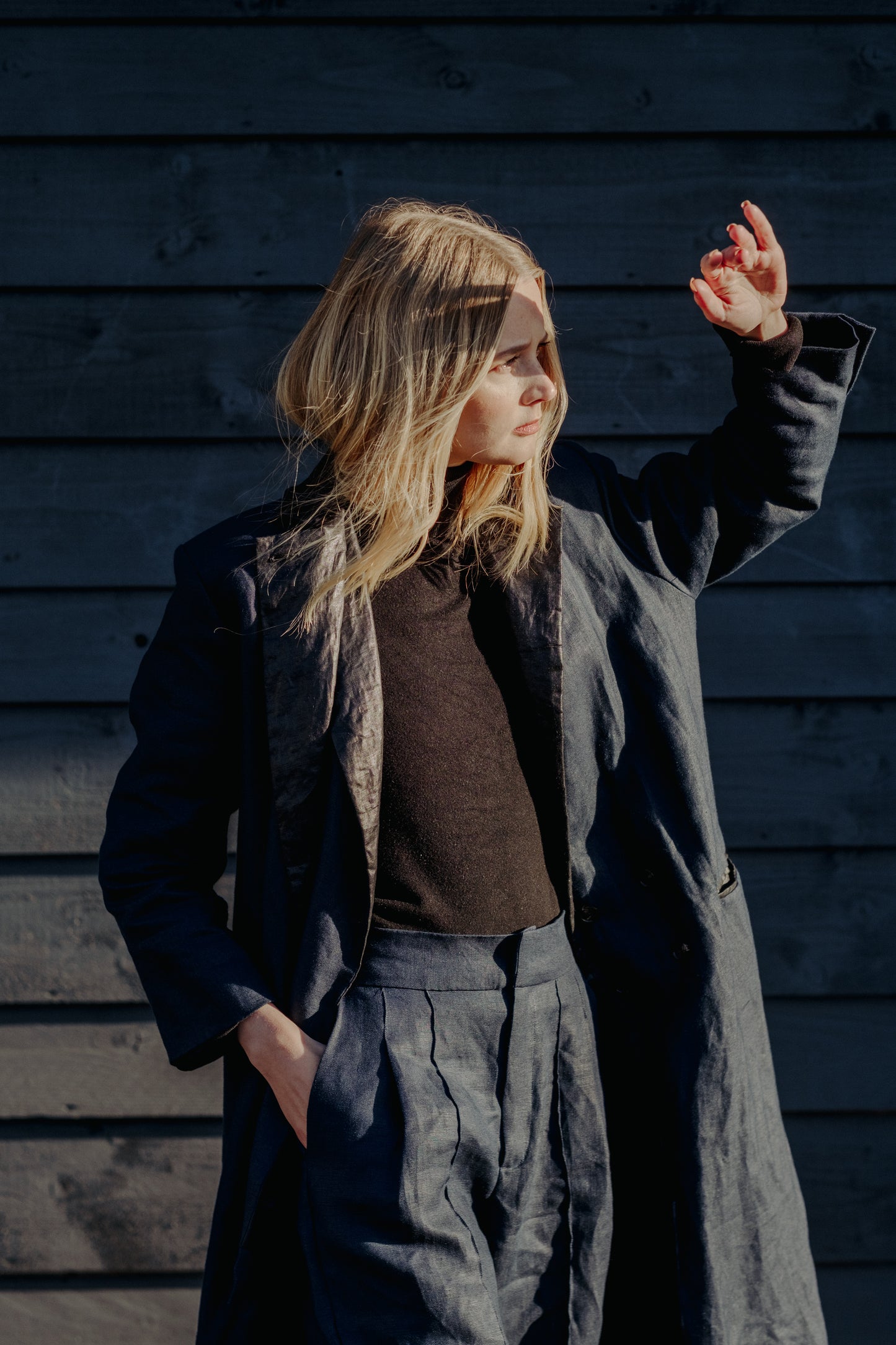 NAVY | BLACK BEETLED TWO PIECE SUIT | Our spin on the classic suit jacket. Our new suit is where structure and tailoring meet relaxed oversized fit, making it a perfect day to day throw on that is versatile enough to wear to the office as well as a festiv