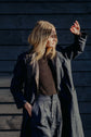 NAVY | BLACK BEETLED SUIT TROUSERS | Tailored trousers with a side of elasticated waist... Our new suit is where structure and tailoring meet relaxed oversized 'throw-on' fit, making it a perfect day to day throw on that is versatile enough to wear to the