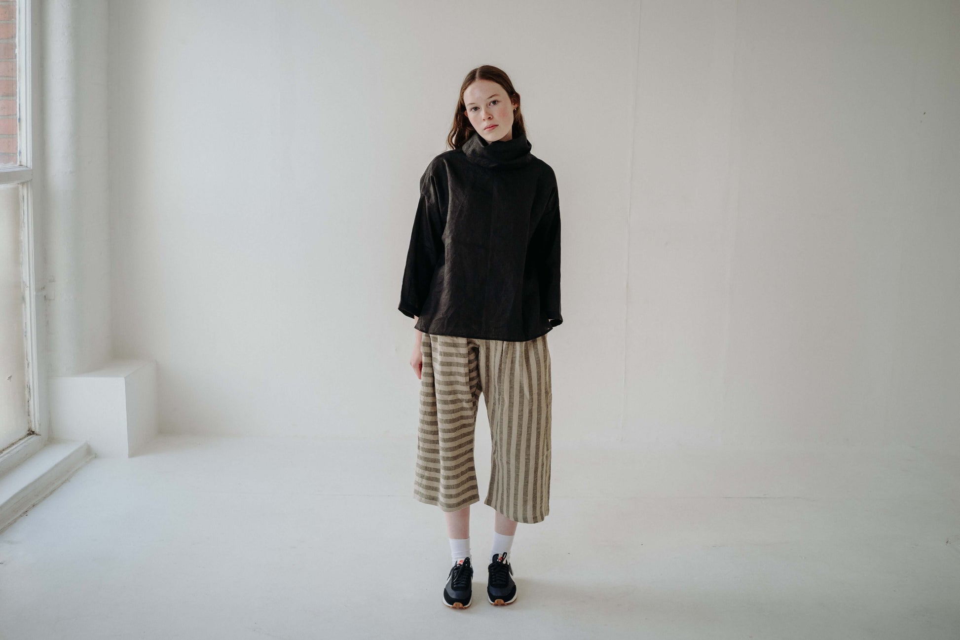 AMELIA TROUSERS | A fun and easy throw on trouser A relaxed, wide leg fit with elasticated waist, these are a real staple for Summer. The Amelia trousers are a classic wide leg fit. Featuring a play on stripe direction - they will add playfulness and fun