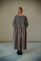 DELILAH DRESS | PATCHWORK | The Delilah Dress in patchwork. Created with beautiful soft tones of washed linen. A new silhouette for us - the dress features a longer hem and wide neckline. Works nicely with our new Mel knitted vest. Side seam pockets. Made